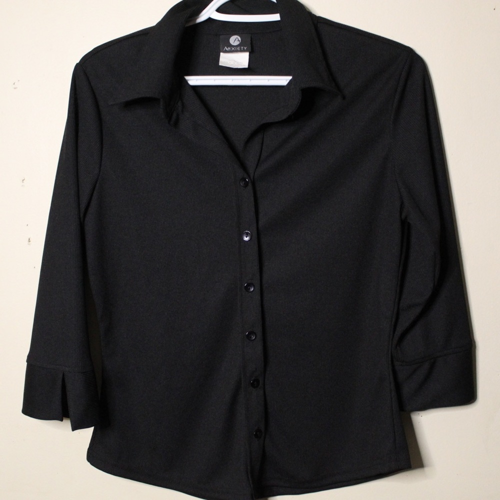 button up black blouse